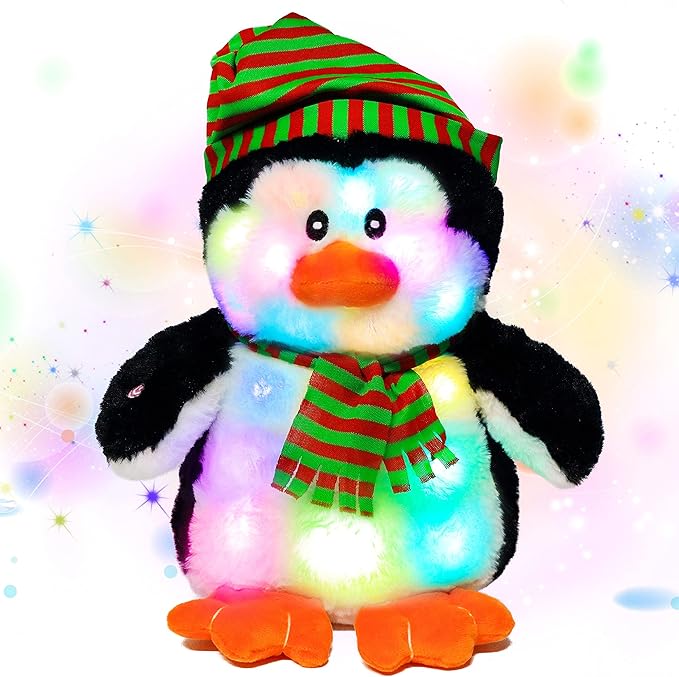 Cuteoy Penguin LED Stuffed Animal Light-up Plush Birthday Christmas Plushies Toy Gifts for Kids Toddler Girls, 11"