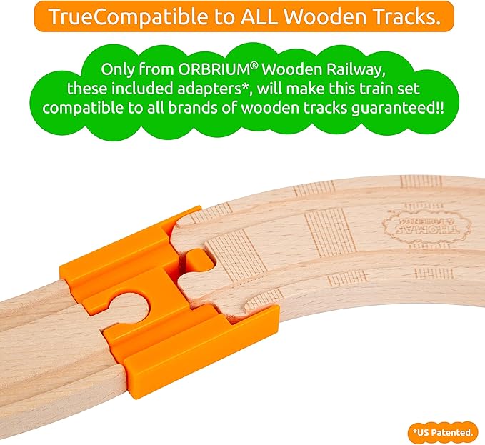 Toys 68 Pcs Wooden Train Track Expansion Pack Compatible with Thomas Wooden Train, Brio, Thomas The Tank Engine (68 Pcs)