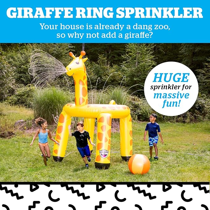 BigMouth Inc. Giant Inflatable Giraffe Ring Sprinkler, Fun Summer Backyard Water Games & Splash Toy for Kids, 6 Feet Tall