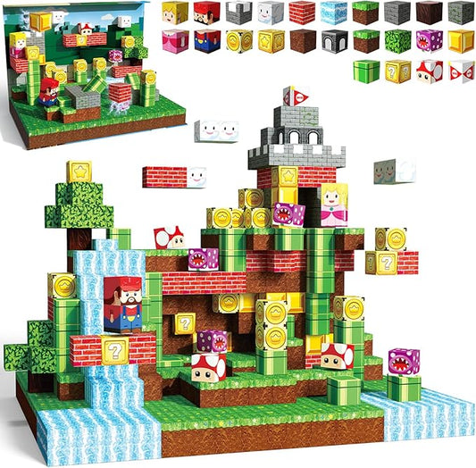 Magnetic Blocks 100PCS Magnetic Building Cubes with Multi-Functional Magnet Box Travel Set STEM Sensory Construction Toys for Boys & Girls Ages 3-5 5-7 8-12 Birthday Gifts (Brave Adventurer)