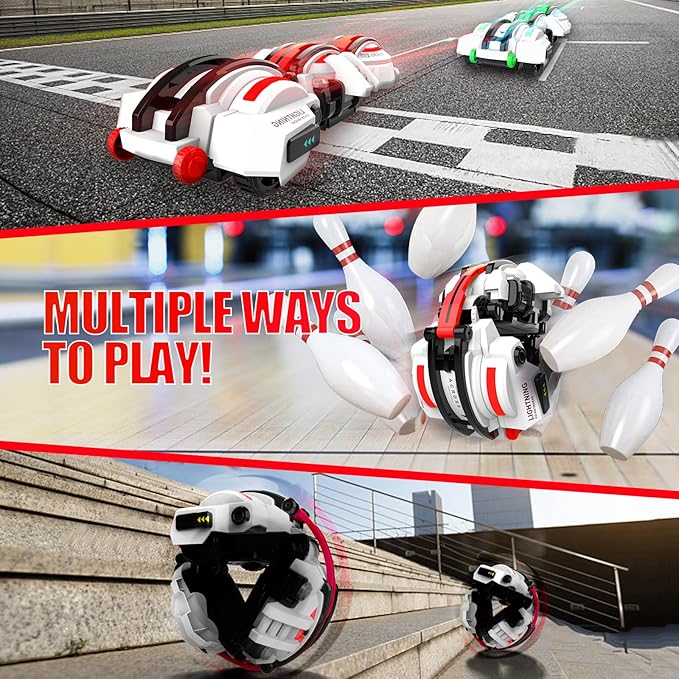 BAZADER RC Car with LED Lights - Remote Control Car Snakes 360° Roll Toy, Birthday for Kids Age 7 8 9 10 11+ Year Old, 2 Batteries 60+min, Indoor/Outdoor Toy for 6-12 yr Teen Boys