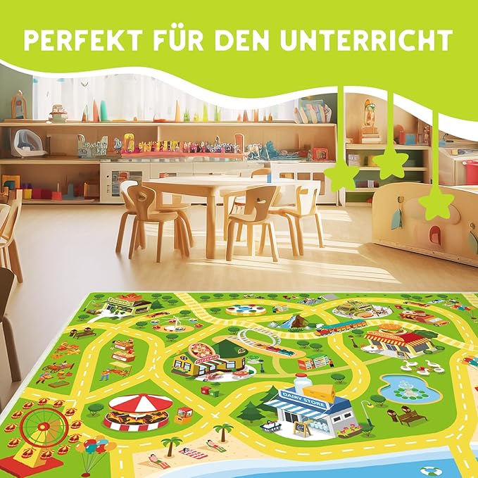 Kids Carpet Car Rug Play Mat for Playroom- 31"x 47" Non Slip Washable Kids Road Rug for Cars- Large Kid Educational Rugs Ideal Gift for Toddler Classroom Boys Girls Bedroom Decor