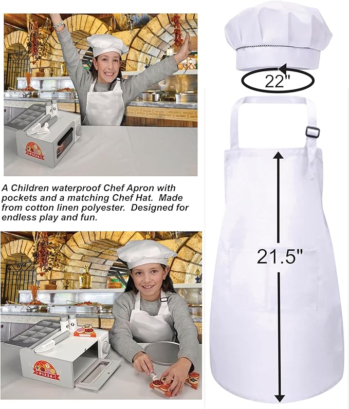 TEKOR Toys Toy Pizza Oven Set | Pizza Oven | Pizza Cutter | Server | 6 Slices | 18 toppings | Salt & Pepper Shaker | Menu | Money | Children Kids Apron & Chef Hat| Using Imagination and Endless Fun