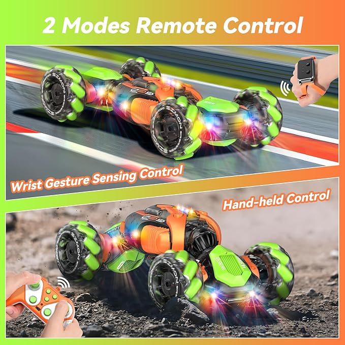 Gesture Sensing RC Stunt Car, 360° Rotating 4WD Remote Control Transform Hand Controlled Car - Fun Birthday Gifts for Kids Boys and Girls (Ages 5-13)