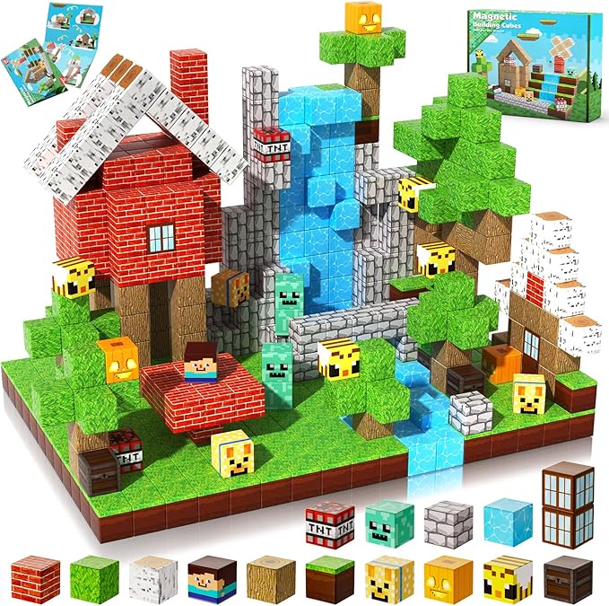 Magnetic Blocks-100PCS Magnetic Building Blocks, Magnetic Tiles Kids Build Cubes 2024 Upgraded STEM Game Toys, Christmas Birthday Gifts for Boys & Girls Ages 3+