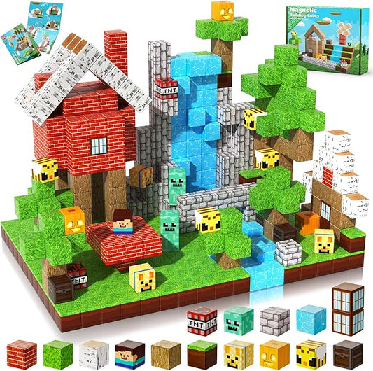 Magnetic Blocks-100PCS Magnetic Building Blocks, Magnetic Tiles Kids Build Cubes 2024 Upgraded STEM Game Toys, Christmas Birthday Gifts for Boys & Girls Ages 3+