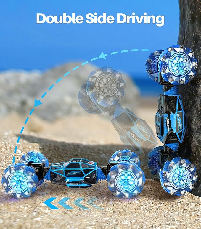 RC Cars for Boys Girls, 4WD Gesture Sensing Remote Control Car Kids Stunt Truck Toys, 2.4GHz Multiple Terrains Hand Controlled Vehicle Double Side Driving Chrismas Birthday Gift