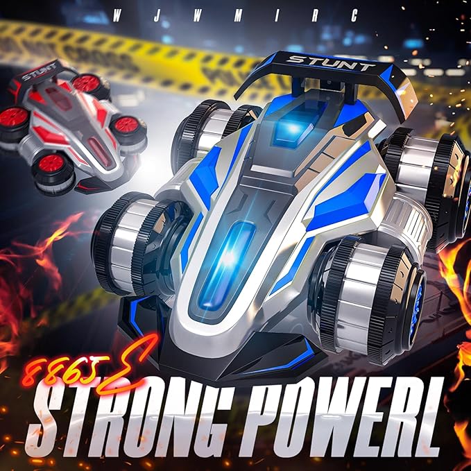 1:14 Drift Remote Control Car 2.4GHz 4WD RC Cars Rotating 360 Degrees Vehicle Toys with Lights Music, Upright Walking Four-Wheeled Rollover Stunt Car Gifts for Boys Girls 6-12 Year（Red）