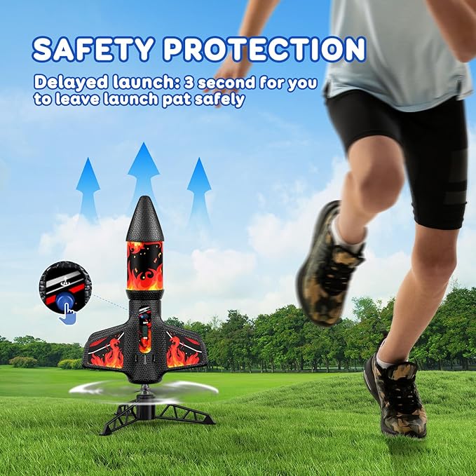 Rocket Launcher, 200 Feet of Flight Altitude, Model Rocket Kits with Launch Set, Ultra-high Flying Rocket, Rocket Toy, Kids Outdoor Toys, Gift for Kids Ages 8-12 Children's Day Gift - Red