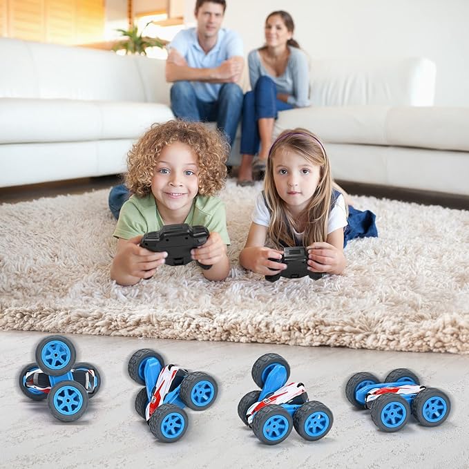 Remote Control Car, 4WD RC Cars Stunt Double Sided 360° Rotating 2 Batteries 2.4Ghz RC Truck with Headlight Birthday Gift for Boys 3 4 5 6 7 8 Year Old