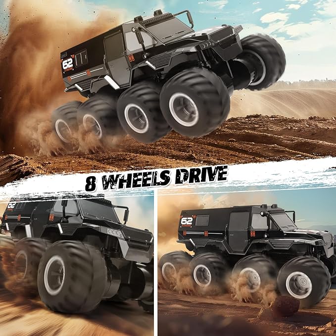 Amphibious RC Trucks,8WD Offroad Waterproof,1: 12 Large Remote Control Monster Truck for Boys Girls,50Mins Playing Time Battery, Birthday Toy for Kids Age 7 8 9 10 11 12