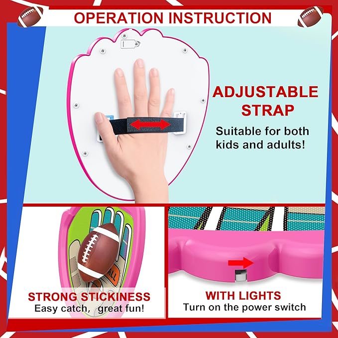 Toss and Catch Ball Game Set,Light-Up Kids Baseball Glove Sticky Mitt, Velcro Ball and Catch Games for Kids Ages 3-12, Football & Baseball Camping/Yard/Outdoor Sports Toy,Outdoor Game for Kids