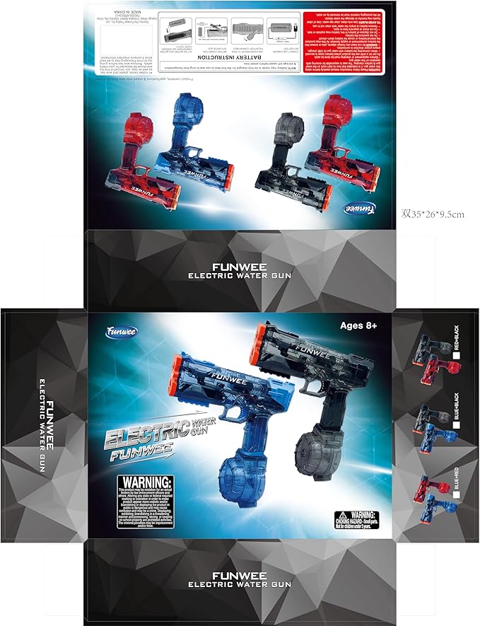 2025 New Upgrade 2 Pack Electric Water Guns for Adults Kids, Light Up Squirt Gun, Powerful Automatic Water Gun, High Capacity Long Range Fully Strongest Water Blaster, Outdoor Pool Water Toy