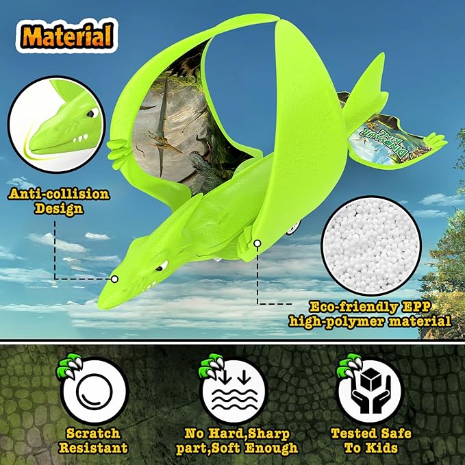 3 Pack Dinosaur Airplane Launcher Toys for Kids, Foam Airplanes for Kids Boys Toys with Stickers, Outdoor Flying Toys Birthday Gifts for 4 5 6 7 8 9 10 12 Year Old Boys Girls.