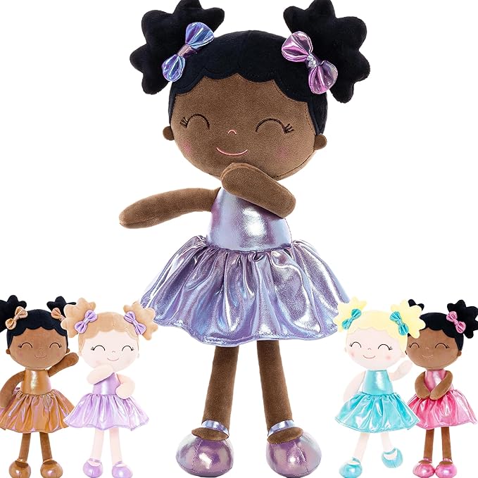 Gloveleya Baby Girl Gifts Baby Dolls Soft Doll Curvy Illusion Girl Black Purple 12inches