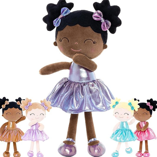 Gloveleya Baby Girl Gifts Baby Dolls Soft Doll Curvy Illusion Girl Black Purple 12inches