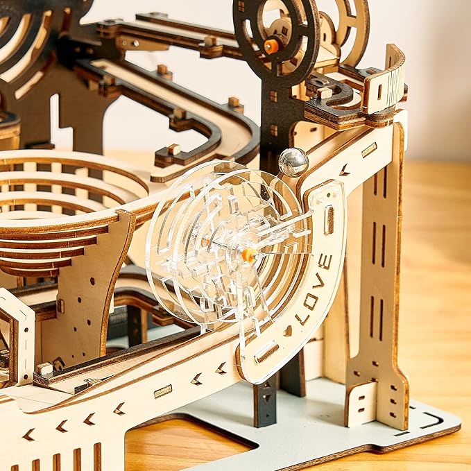 3D Wooden Puzzles Marble Run Set - Mechanical Model Kits with Motor, Brainteaser and Puzzle for Christmas/Birthday,Gifts for Adults and Teens to Build Combination