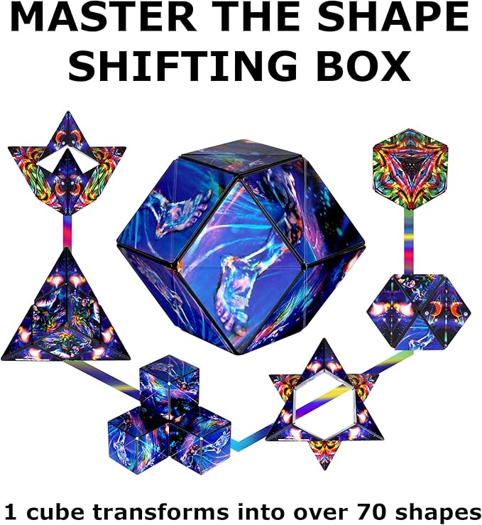 SHASHIBO Jumbie Shape Shifting Box - STEM Magnetic Fidget Cube That Transforms Into Over 70 Shapes, Download Fun in Motion Toys Mobile App (Cosmic Surfer)