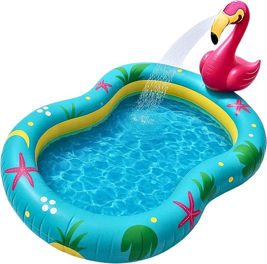 Kiddie Pool for Kids, Inflatable Pool, Inflatable Sprinkler for Kids with Splash Pad, Summer Water Toys for Toddler Outside, Summer Toys, Flamingo