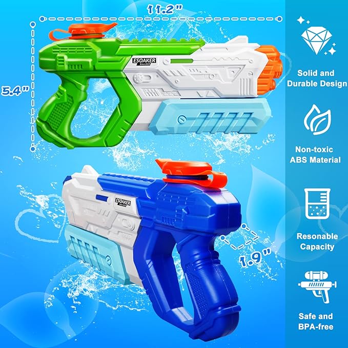 Quanquer Water Guns for Kids 3-5, 5-8, 8-12 - 4 Packs Squirt Pool Toy Water Gun Soaker with High Capacity Long Shooting Range - Water Squirer Blaster Gun for Kids Pool Toys Summer Parties Games Beach
