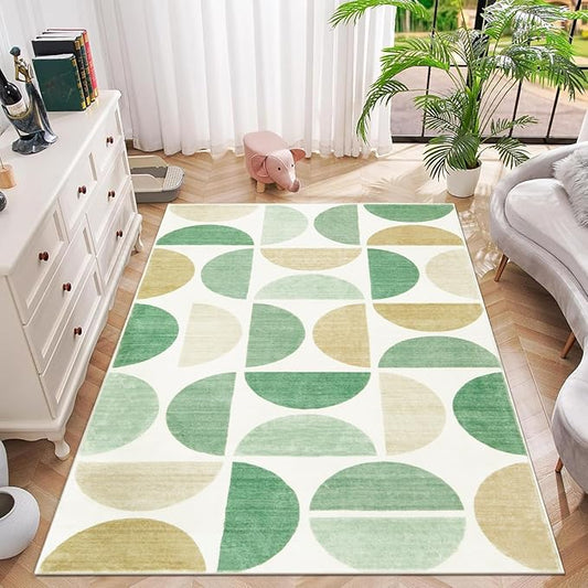 Lahome Boho 5x7 Area Rugs, Ultra-Thin Living Room Rugs Soft Washable Rug, Modern Soft Area Rug for Bedroom Non Shedding Nursery Rugs for Classroom Kids Dining Room Office (5x7ft,Green)