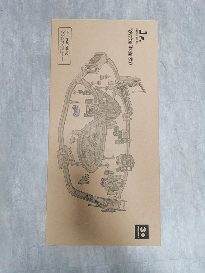 SainSmart Jr. 112-Piece Wooden Train Set for Toddler – Double-Sided Train Tracks, Compatible with Brio, Thomas, Melissa & Doug – Perfect Wood Toy for Boys and Girls