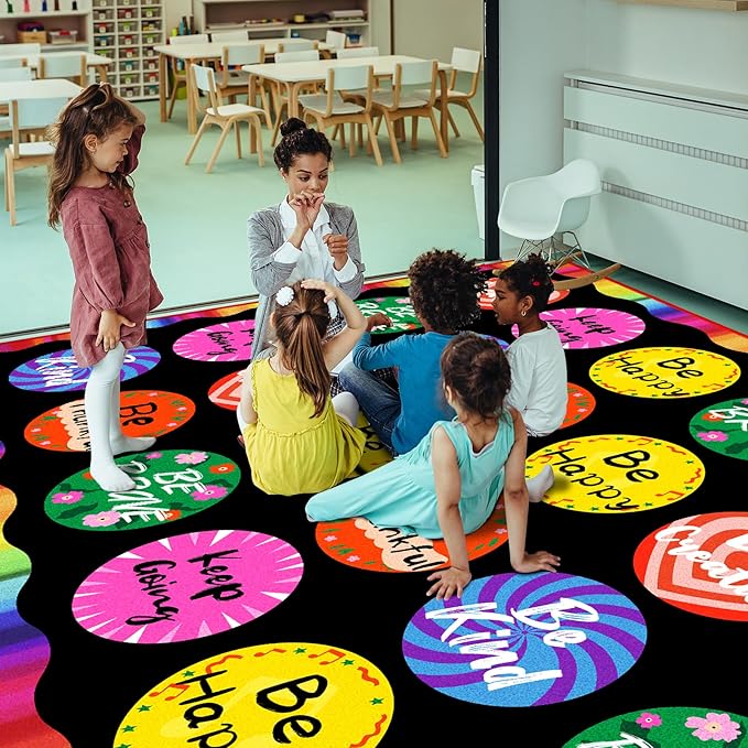 Classroom Rugs, Preschool Rugs for Elementary, School Learning Seat Area Rug, Non-Slip Educational Classroom Carpet, Washable Kids Mat for Playroom Nursery (Style 9, 13'x 7'5")