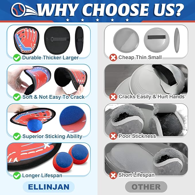 4 Packs Catch Ball Game Set, Baseball Training Glove, Outdoor Toys, Summer Beach Pool Yard Backyard Lawn Camping Sports Play Toy Games for Toddlers Kids Teens Adults Family Game, Fun Ideal Gifts