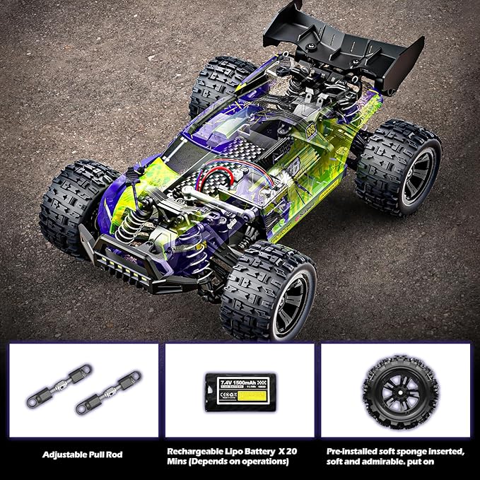 1/18 Scale RC Cars for Adults,Max 50mph Electric Off-Road RC Truck,Waterproof Electric High Speed RC Car 4X4 Remote Control Car,All Terrain RC Vehicle for Snow,Sand, Beach&Rocky Surfaces