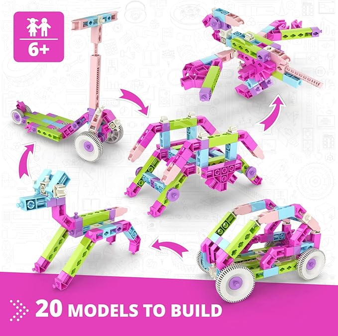 Engino: Creative Builder - 20-in-1 Designer Series, Toy Vehicles Vibrant Brick Set, Multimodels Snap Construction Assembly, Engineer STEM Kit, Kids 6+