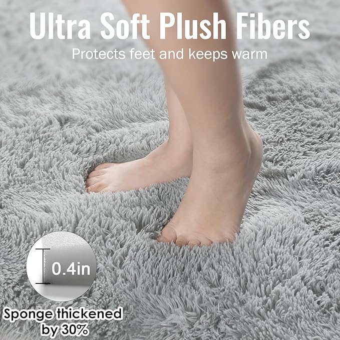 PAGISOFE Super Soft Shaggy Rugs Carpets, 5x7 Feet, Plush Washable Area Rugs for Living Room Bedroom, Furry Rugs for Nursery Playroom, Cute Room Decor for Baby, Shag Carpet for Dorm Decor, Light Grey