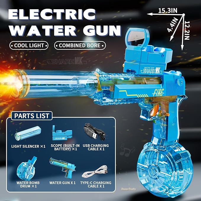 Electric Water Gun, Water Guns for Adults, Large Capacity High Powered Squirt Electric Water Gun, Range 28-32 FT, Summer Water Pistol Toys for Pool Party Beach Outdoor