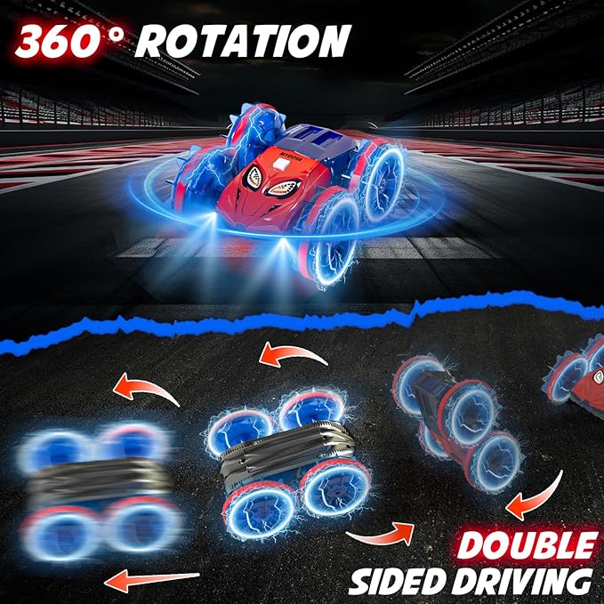 Amphibious RC Monster Truck - 2.4GHz 4WD 360Rotating All Terrain Waterproof RC Car Boat for 8-12 Year Old Boys