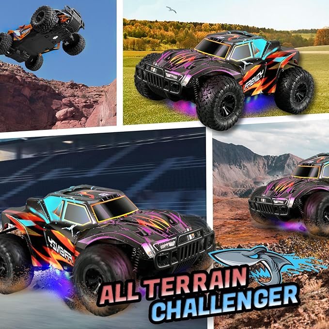 1:16 Scale RC Car,30/km High Speed Remote Control Car with 2 Battey,Off Road RC Truck with 2.4GHZ Remote Control.Gifts for Kids and Adults,7 Colors Light Blinking RC Cars