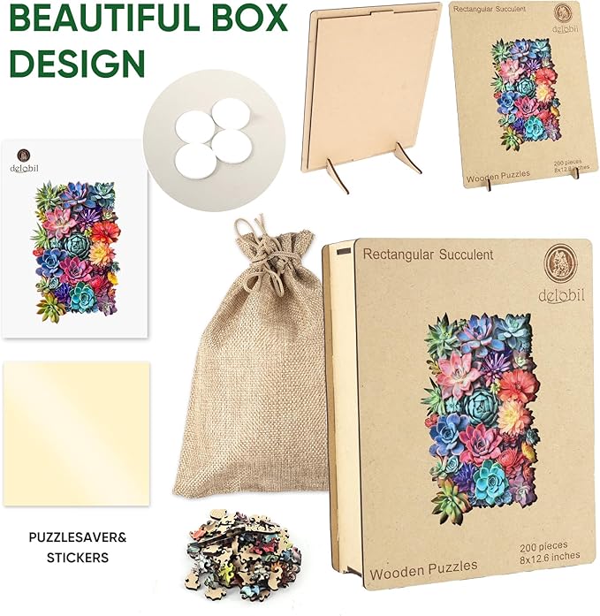 Rectangular Succulent Wooden Puzzles,500 Pieces Jigsaw Puzzles 18.5'' x11.7'', Unique Design Liberty Wooden Puzzles for Adults and Kids, Family Game Gift Royal Size