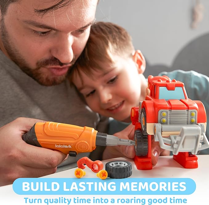 Dinosaur Toys, 3 Pack Take Apart Dinosaur Playset with Electric Drill, Transforming Construction Building Toys, Two-Way Switch, Play Cars for Boys Girls Kids, Christmas Birthday Gifts for Kids