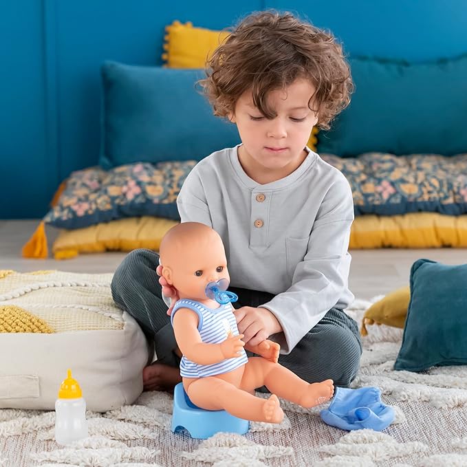 Corolle Drink and Wet Bath Baby Paul - 14” Boy Baby Doll with 3 Accessories - Bottle, Potty, and Pacifier - Really Drinks and Goes Potty, for Kids Ages 2 Years and up