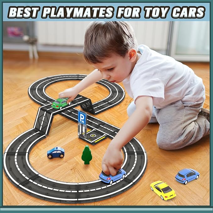 Magnetic Tiles Road Set, Roads Expansion Pack, Magnetic Blocks Building Toys for Toddler, Creative Montessori Toys for 3+ Year Old Boys & Girls, Ideal Gifts for Kids Ages 3-5 5-7