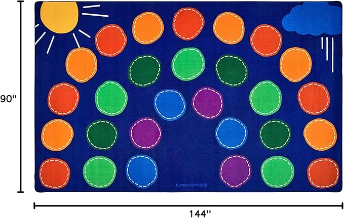 Carpets for Kids 8412 Rainbow Seating Classroom KidsTeen Room Rug 7ft 6in x 12ft Rectangle Multi Color
