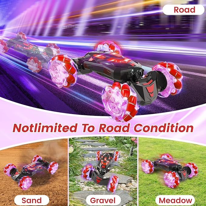 Gesture Sensing RC Stunt Car,Remote Control Car Toys for Ages 5-13,Drift Cars with Lights Music,4WD 360° Spins All Terrains Kids Toys RC Cars, 5-12 Best Birthday Gift for Kids