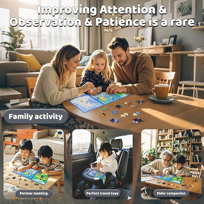 Puzzles for Kids 3-5 Girls 60 Pieces Travel Puzzles for Kids Age 4-6 Airplane Car Road Trip Activities Games Toys 3 4 5 6 7 8 Years Old Girls and Boys Gift