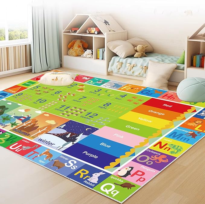 ABC Rug for Kids Playroom,Toddler Alphabet Mats Washable for Baby Area,Classroom,Play Room,Floor,Nursery(3×5FT)