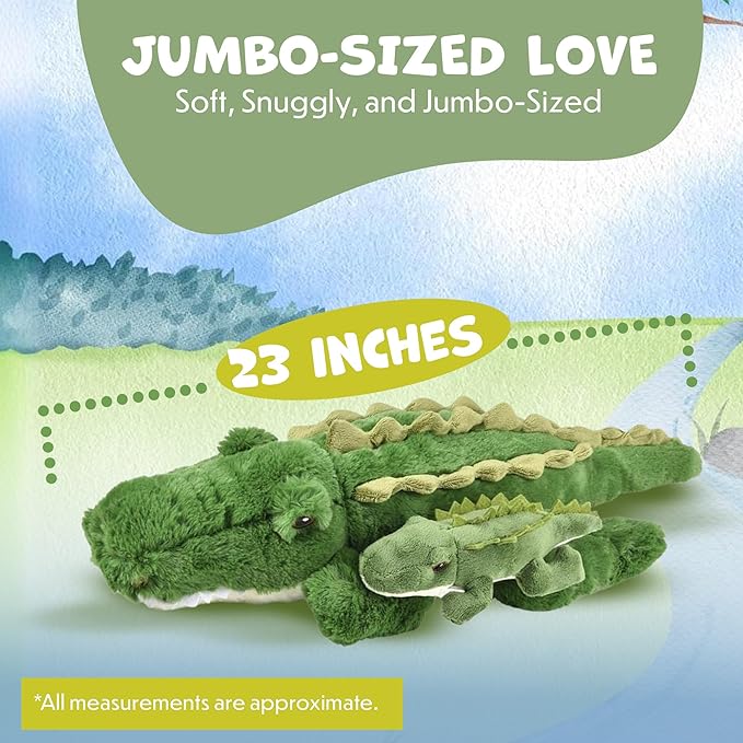 Mom and Baby Stuffed Animals for Boys & Girls, Safari Baby Shower Decorations, Nursery Decor, Zoo Animals for Toddlers, Quality Realistic Toy for Kids, Cute, Soft, Huggable, Squeezable (23" Alligator)