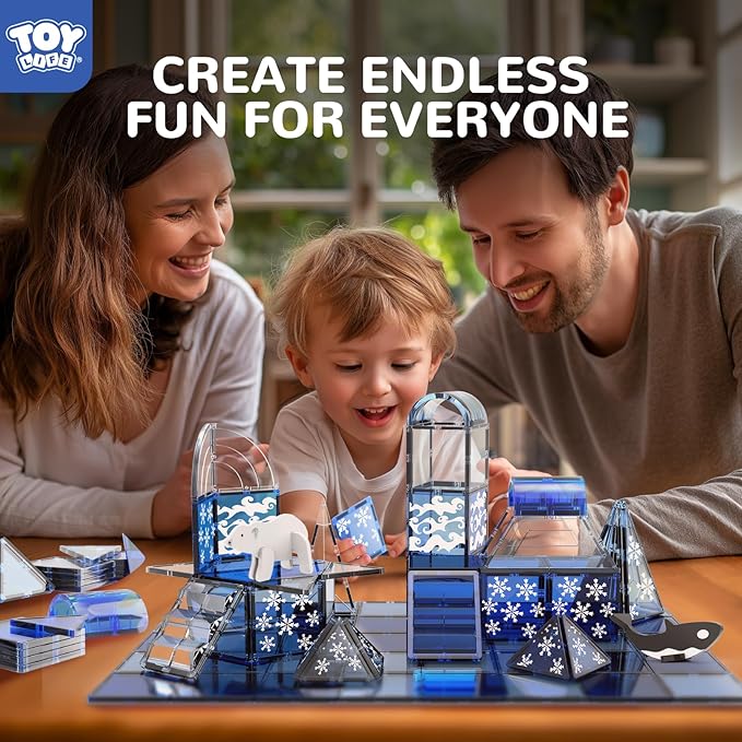 TOY Life Magnetic Tiles 56pcs Magnet Building Toys for Kids Ages 4-8, Magnetic Toys for Toddlers 3+, Magnet Tiles Educational Construction Toys, Magnetic Building Tiles Toddlers Christmas Toy Gift