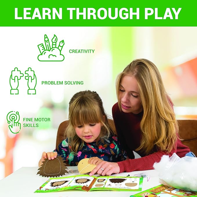 Craftorama Sewing Kit for Kids, Fun and Educational Animal Craft Set for Boys and Girls Age 7-12, Sew Your Own Felt Animals Craft Kit for Beginners, 165 Piece Set