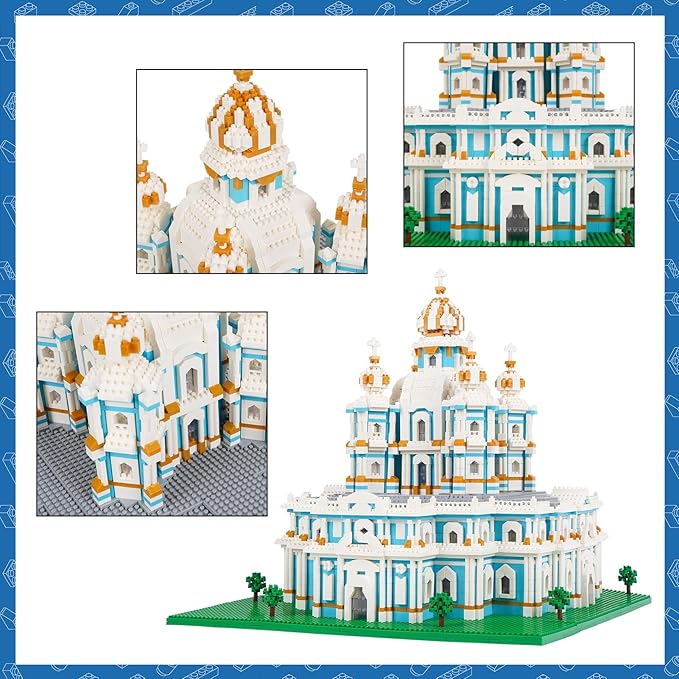 Micro Mini Blocks Smolny Cathedral Model Building Blocks Set Architecture Model Mini Building Blocks Gifts for Adult