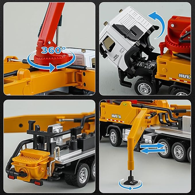 Concrete Pump Truck Construction Vehicles Toys,1:50 Scale Diecast Site Concrete Pump Truck, Toy Trucks for Kids