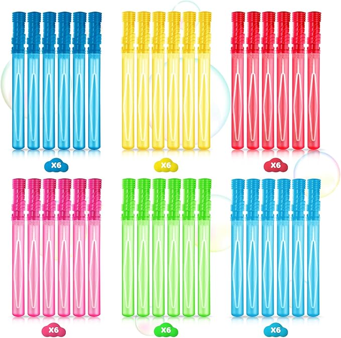 36PCS 15 inches Big Bubble Wands - Bubble Bulk in 6 Colors, Bubble Wands for Kids Summer Toy Party Favors, Birthday, Easter, Valentine Day, Carnival Prizes, Wedding, Outdoor Gifts for Girls & Boys