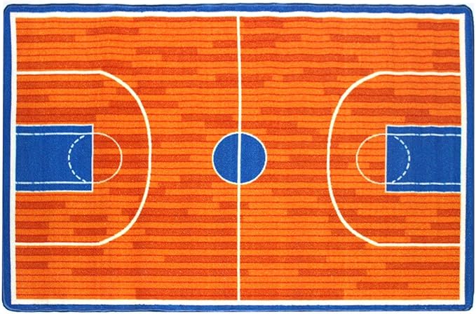 Mybecca Kids Rug Basketball Ground 5' x 7' Children Area Rug for Playroom & Nursery - Non Skid Gel Backing (59" x 82")