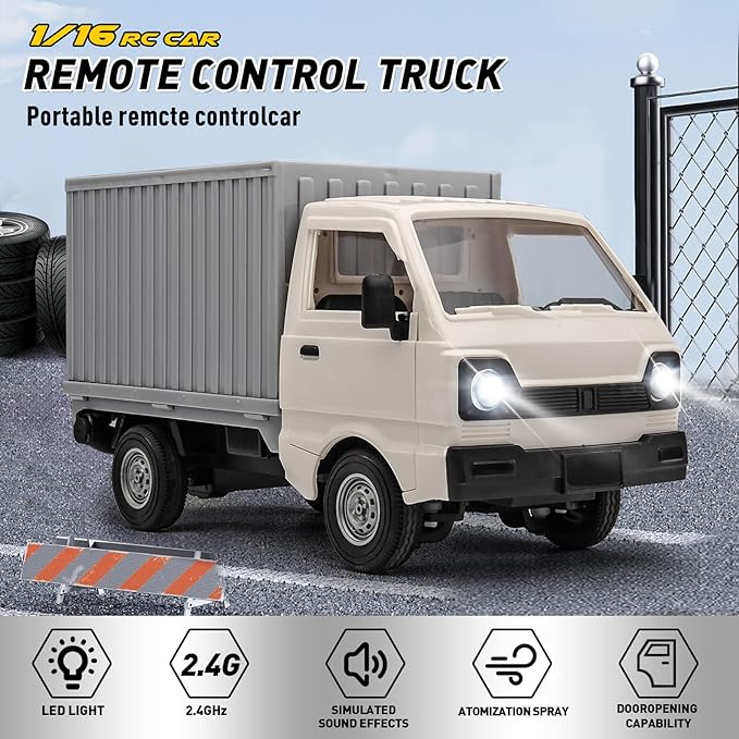 RC Car 1/16 RC Drift Car RTR Remote Control Racing Pickup Truck 2WD Truck Drift Crawler Off Road 2.4G with Spray Music and Light Vehicle Hobby Grade Toy Model for Kids and Adult (White-2)